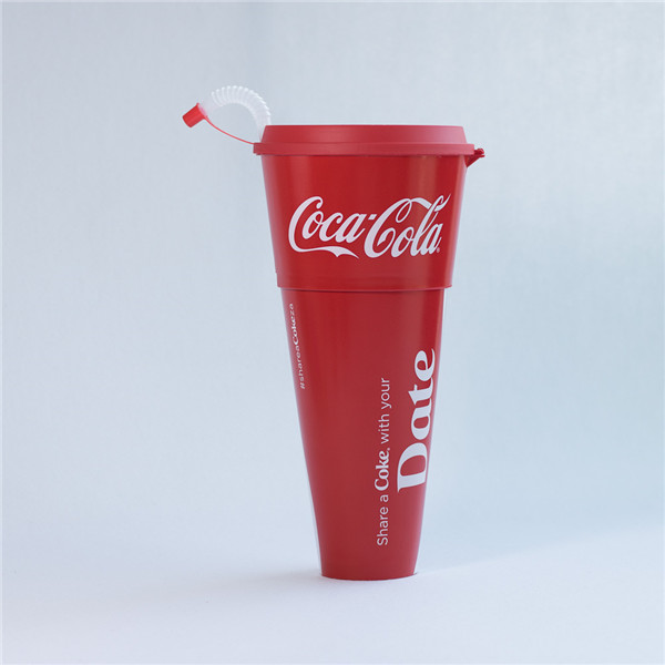 Best quality 32oz Pp Cup - Charmlite 1000ml two in one 2-1 pp plastic drinking cup customize hard pp cup with snack bowl and straw – Charmlite detail pictures