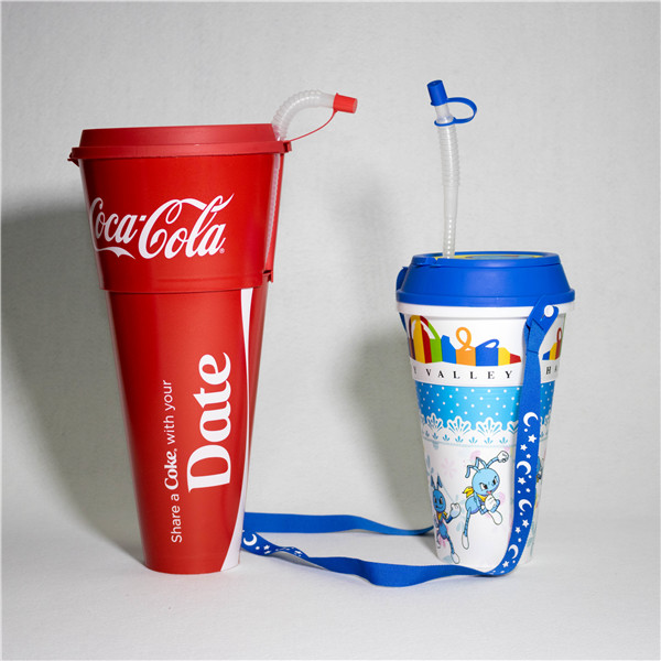 Best quality 32oz Pp Cup - Charmlite 1000ml two in one 2-1 pp plastic drinking cup customize hard pp cup with snack bowl and straw – Charmlite detail pictures