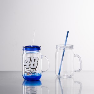 Charmlite plastmassist klaasist masonpurk käepideme ja kaanega, 16oz peoks