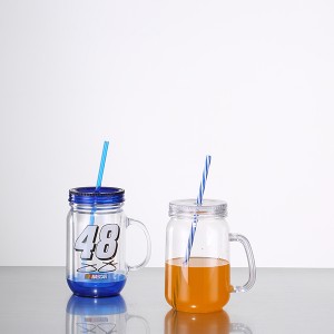 Charmlite plastmassist klaasist masonpurk käepideme ja kaanega, 16oz peoks