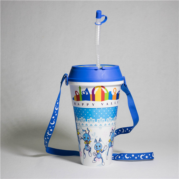 Best quality 32oz Pp Cup - Charmlite 1000ml two in one 2-1 pp plastic drinking cup customize hard pp cup with snack bowl and straw – Charmlite detail pictures