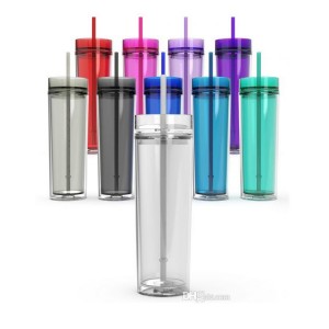 ଢାଙ୍କଣ ଏବଂ ଷ୍ଟ୍ର ସହିତ ଆକ୍ରିଲିକ୍ PS ଟମ୍ବଲର୍ ସ୍କିନି 16oz ଡବଲ୍ ୱାଲ୍ ପ୍ଲାଷ୍ଟିକ୍ ଟମ୍ବଲର୍ ପୁନଃବ୍ୟବହାରଯୋଗ୍ୟ କପ୍ ଷ୍ଟ୍ର ସହିତ