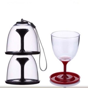 10oz Stackable Wine Tumbler Tin-aw nga Collapsible Portable Plastic Wine Glass nga adunay Carry Webbing Outdoor nga bino nga baso