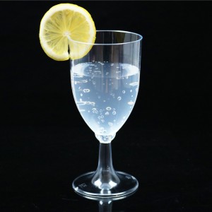 पार्टीको लागि ७oz निर्माता थोक डिस्पोजेबल कप PS गिलास एक टुक्रा प्लास्टिक वाइन गिलास गोबलेट