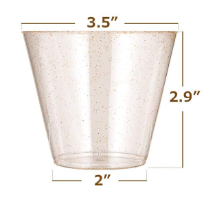 ʻO Charmlite 9oz Glitter Plastic Disposable Gold Clear Plastic Tumblers no ka male ʻana, hoʻomaikaʻi, pāʻina Kalikimaka.