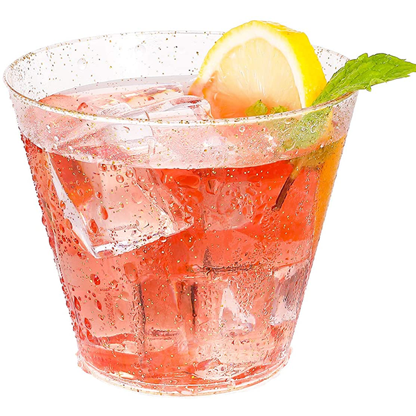 ʻO Charmlite 9oz Glitter Plastic Disposable Gold Clear Plastic Tumblers no ka male ʻana, Hoʻomaikaʻi, Kiʻi Hōʻike ʻia o ka Pāʻina Kalikimaka.